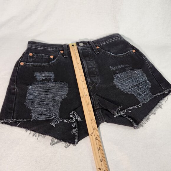 LEVI'S 501 Original Icon Black Raw Hem Button Fly Jean Short Size W28 New NO Tag - Picture 15 of 15